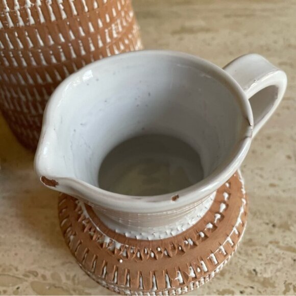 Mid Century Modern Geometric pattern White Glazed pottery set - Picture 13 of 16